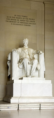Abraham Lincoln's Statue in a memorial, Lincoln Memorial, Washington DC, USA by Panoramic Images