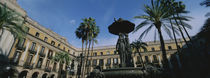 Fountain in front of a palace, Placa Reial, Barcelona, Catalonia, Spain by Panoramic Images