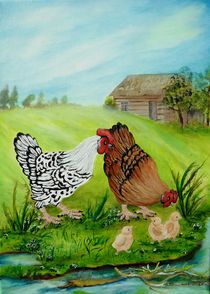 Hühner mit Kücken von G.Elisabeth Willner