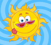 Happy Sun Mascot Cartoon Character With Shades  by hittoon
