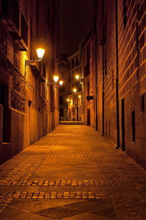 Alley at night, Madrid, Spain by John Greim