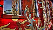 Mural in Dumbo. reflection in window von Maks Erlikh
