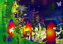 Lime Light Dancing Music Tropical Floral Collage von Blake Robson
