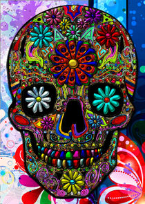 Painted Skull with Flowers von Blake Robson