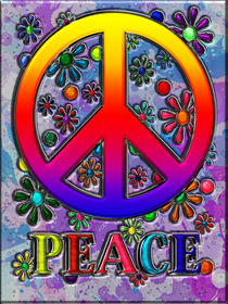 Retro Peace Sign & Flowers by Blake Robson