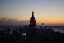 the empire state building at dusk