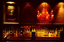 Red chandelier & bar counter von Gautam Tingre
