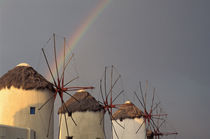 Wind mill with rainbow by Danita Delimont