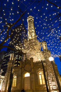Old Water Tower with holiday lights von Danita Delimont