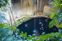 Sacred Blue Cenote (water well in sink hole) at Ik Kil eco-Archeological Park (Place of the Winds) in Piste by Danita Delimont