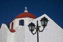 Chapel with red dome and streetlight in the interior of the island by Danita Delimont