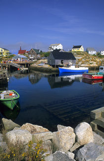 Beautiful village of Peggy's Cove with harbor and fishing sheds in Nova Scotia Canada by Danita Delimont