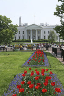 The North side of the White House with tourists looking through the fence on Pennsylvania Avenue von Danita Delimont