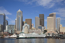Seattle skyline with ferry boat from Elliott Bay by Danita Delimont