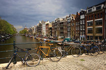 View of canal from bike-lined bridge by Danita Delimont