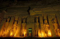 Lighted facade of Small Temple of Hathor for Queen Nefertari by Danita Delimont