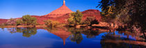 Castle Mountain and Reflection in Small Pond Autumn von Danita Delimont