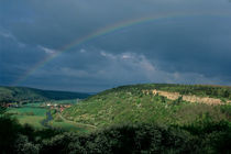 Scenic of Wangen and Mittelberg with rainbow by Danita Delimont