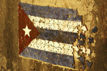 Mosaic puzzle of the cuban flag in decomposition on a rundown wall von Danita Delimont