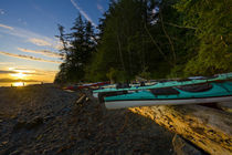 Sea kayaks and sunrise on Johnstone Strait by Danita Delimont
