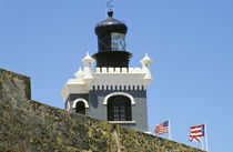 Fuerte San Felipe del Morro's grey castellated lighthouse in Old San Juan Puerto Rico by Danita Delimont