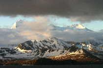 Sunrise over the mountain ranges on South Georgia Island by Danita Delimont