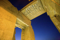 Colorfully decorated remnant of the roof of the 2nd Century BC Kom Ombo Temple illuminated at night for touring von Danita Delimont