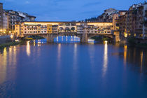 Night Reflections in the River Arno and the Ponte Vecchio Bridge by Danita Delimont