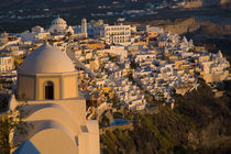 Greece and Greek Island of Santorini town of Fira viewed from the caldera above the town by Danita Delimont