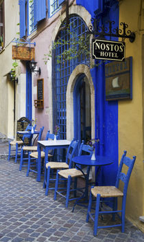 Colorful Blue doorway and siding to old hotel in Old town of Chania Greek Island of Crete von Danita Delimont