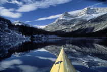 Kayak bow on calm water at Bow Lake by Danita Delimont