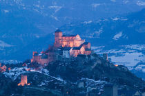 SION: Basilique de Valere (12th century) & Town Evening/ Winter von Danita Delimont