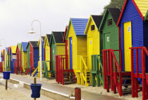 Colorful changing houses line a False Bay beach on the Cape Peninsula by Danita Delimont