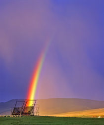 Beaverhaed Haystcker in rainbow in Big Hole Valley of Montana by Danita Delimont