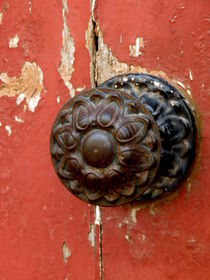 Door Knob on Red Door by Lainie Wrightson