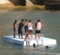 Boys on Raft Avalon von Randy Sprout