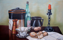 Still life With Onions and Eggs by Frank Wilson