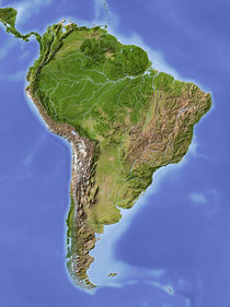 Reliefkarte Südamerika von Michael Schmeling