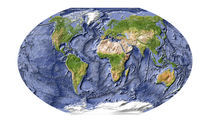 Weltkarte mit Meeresbodenrelief von Michael Schmeling