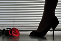 Woman's feet in high heeled shoes by blinds by Sami Sarkis Photography