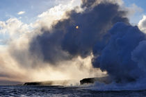 Steam rising off lava flowing into ocean by Sami Sarkis Photography