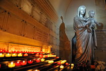 Candles and Virgin Mary with Infant by Sami Sarkis Photography