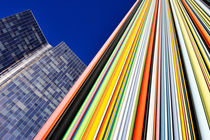 Skyscraper and multi coloured stripes by Sami Sarkis Photography