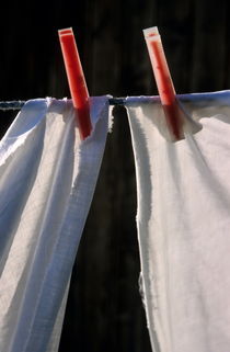 White sheets pegged on washing line by Sami Sarkis Photography