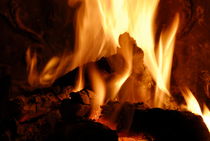 Log fire in chimney von Sami Sarkis Photography