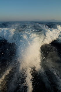 Foamy wake of a motor boat in the Mediterranean Sea by Sami Sarkis Photography