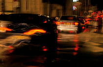 Blurred cars  tail lights in traffic jam  by Sami Sarkis Photography
