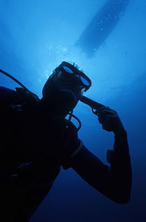 Diver holding gun to head von Sami Sarkis Photography