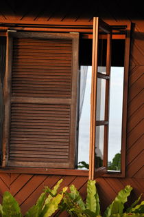 Partially open wooden window von Sami Sarkis Photography