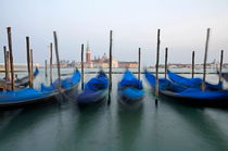 San Giorgio Maggiore church and moored gondolas by Sami Sarkis Photography